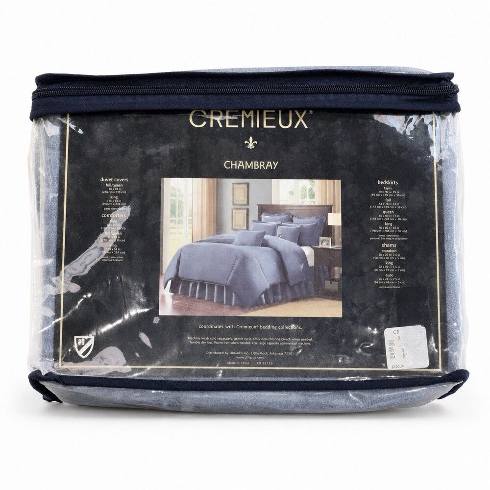 Cremieux Chambray King Duvet Cover Blue 100% Cotton 108x96 New Old Stock